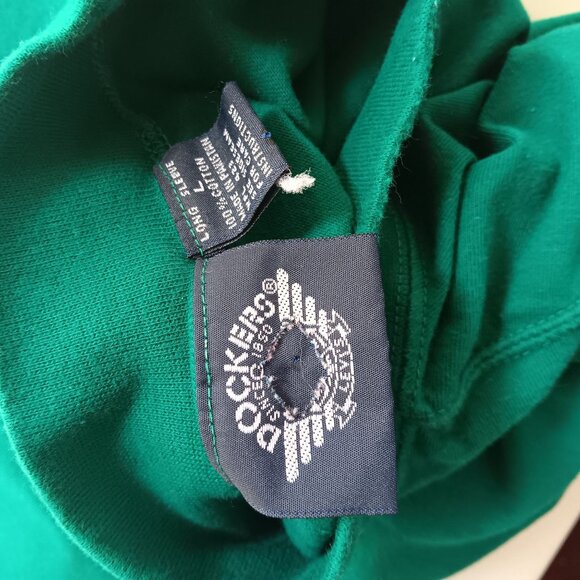 Large Vintage T-shirt Levi's Dockers Mens Teal Mock Neck Long Sleeve Shirt 1990s - Picture 5 of 5